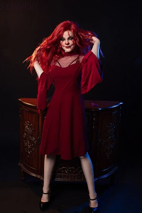 New Red Hair Halloween Dress Up Vampire Sex Doll Kaylee 169cm view 6