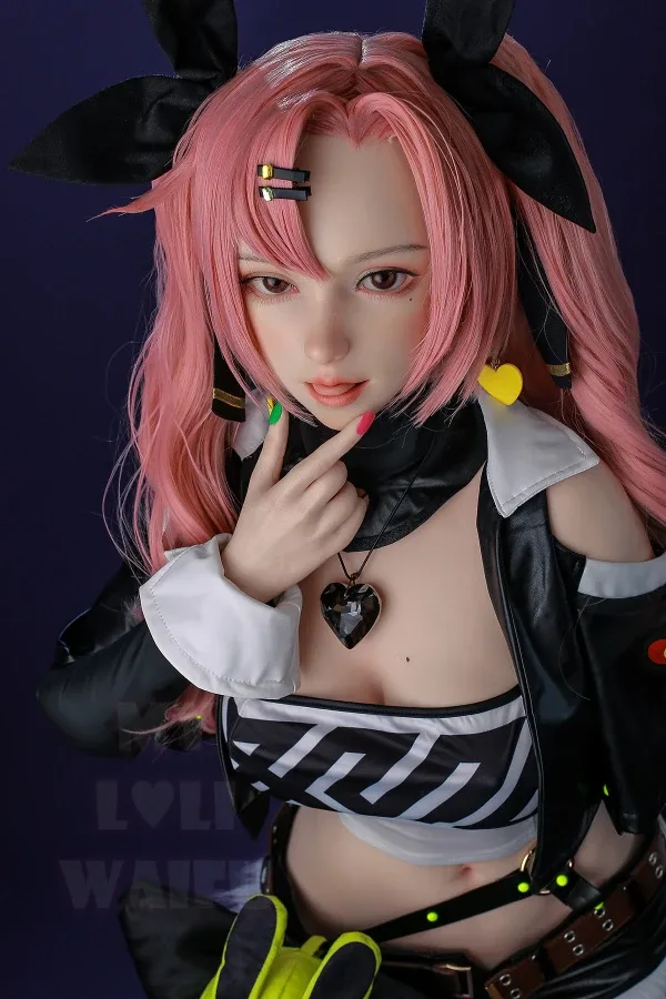 152cm E-cup Hentai Pink Hair Silicone Sex Doll Nicole, with ROS Head view 3