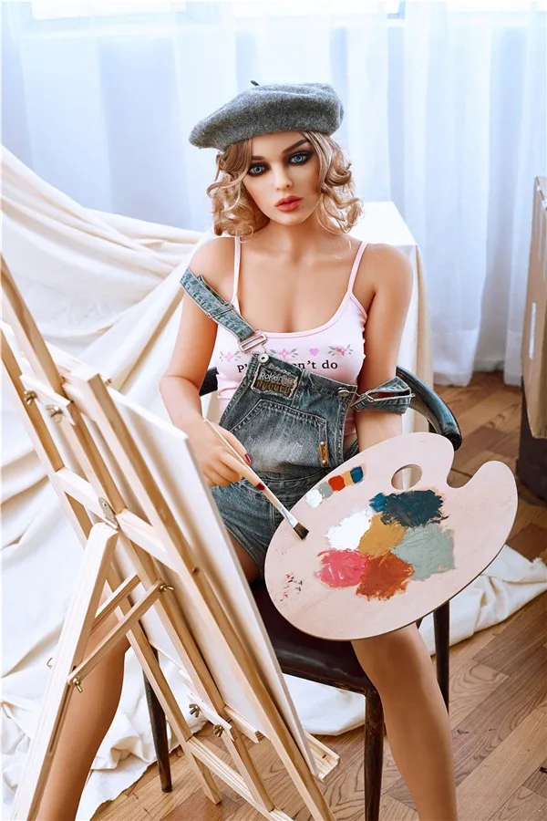 Full-size Big Booty Blonde Painter Female Sex Doll Christina 163cm