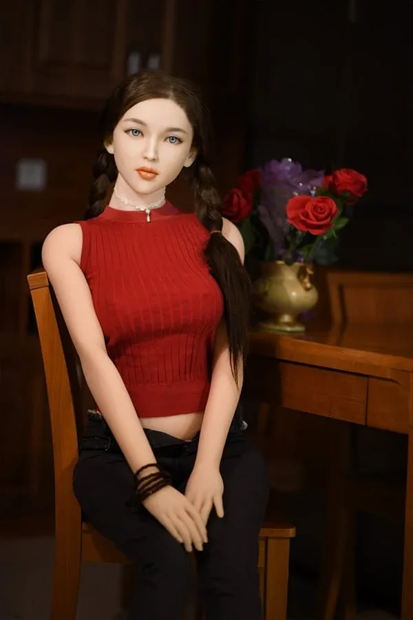 Cute Small Tits Sex Doll Silicone Head Evelyn 170cm