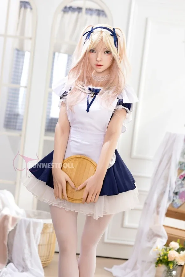 Full Silicone Cute Blonde Maid Outfit Sex Doll Amy 159cm view 4