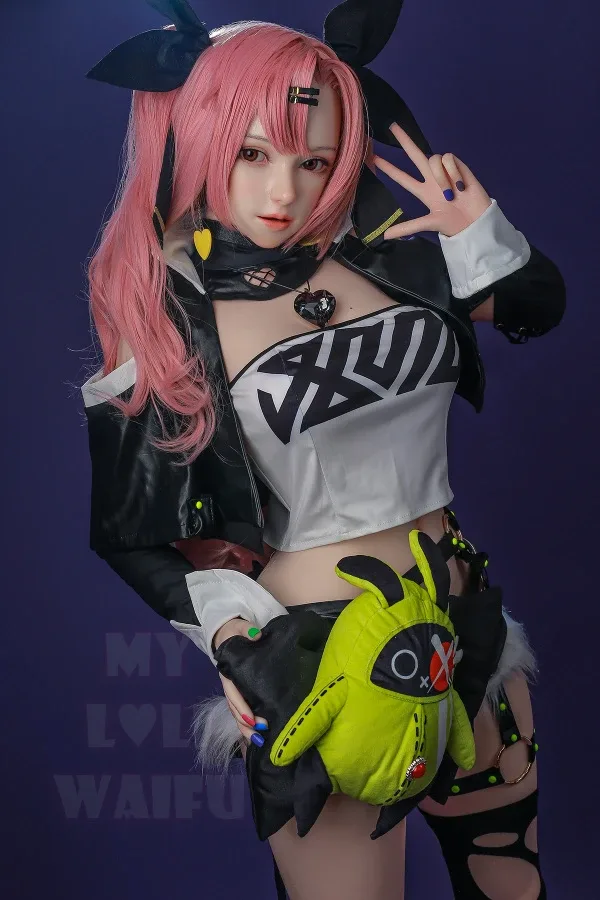 152cm E-cup Hentai Pink Hair Silicone Sex Doll Nicole, with ROS Head