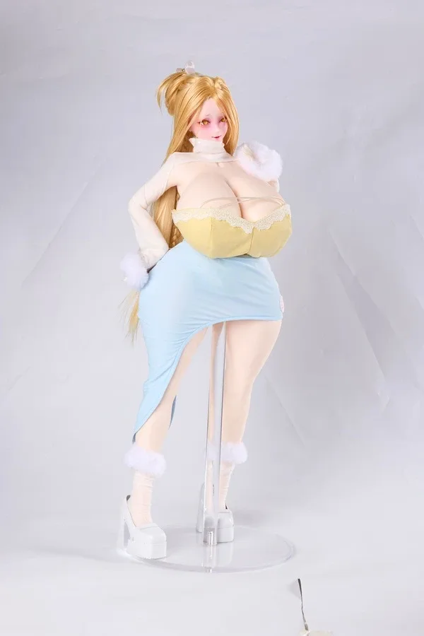 Silicone Fair-Skinned Blonde Huge Boobs Sex Doll Mia 66cm (Free Clothes) view 4