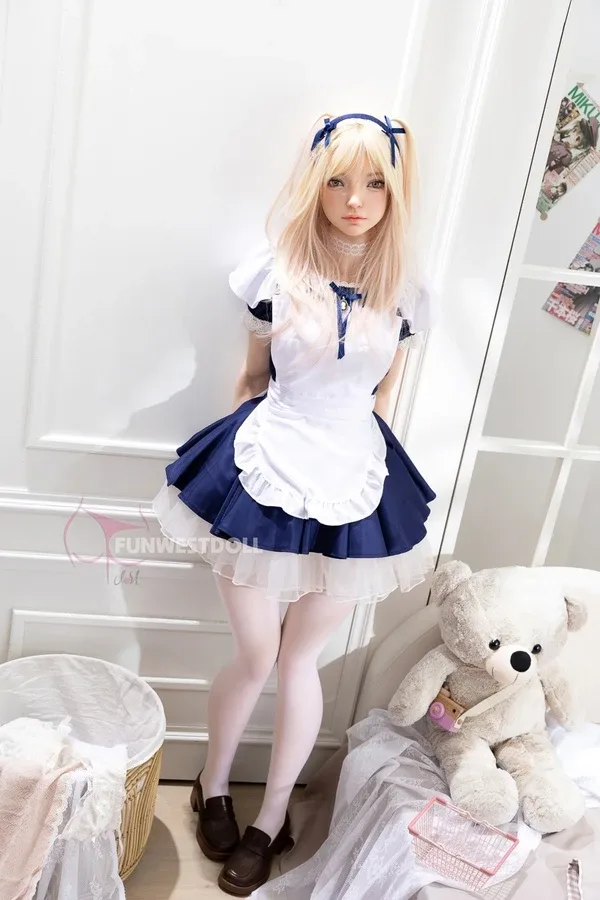 Full Silicone Cute Blonde Maid Outfit Sex Doll Amy 159cm view 6