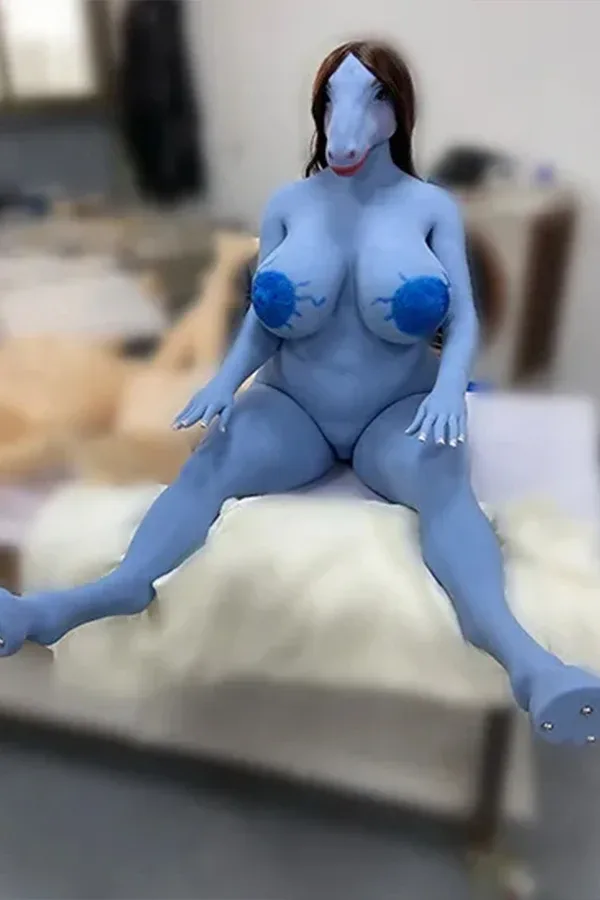 Blue Skin Horse Sex Doll Gianna 141cm (Articulated Fingers, Hair & Tail Hair Implant, EVO Skeleton) view 3