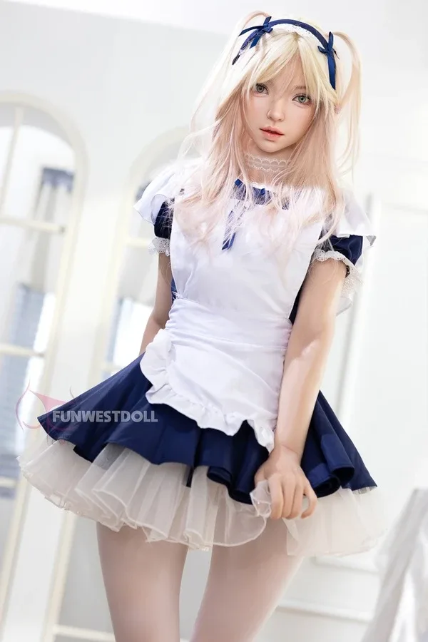 Full Silicone Cute Blonde Maid Outfit Sex Doll Amy 159cm
