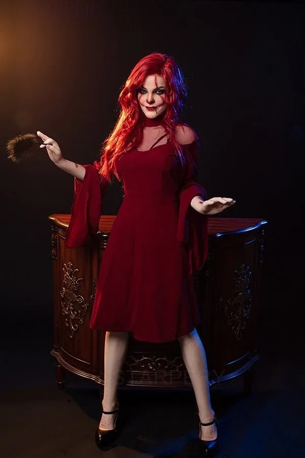 New Red Hair Halloween Dress Up Vampire Sex Doll Kaylee 169cm view 5